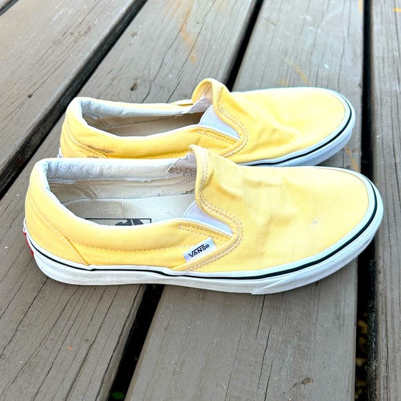 Vans Shoes - VANS Classic Slip-On Pastel Mono Light Yellow Canvas Upper | Unisex Size W8 M6.5